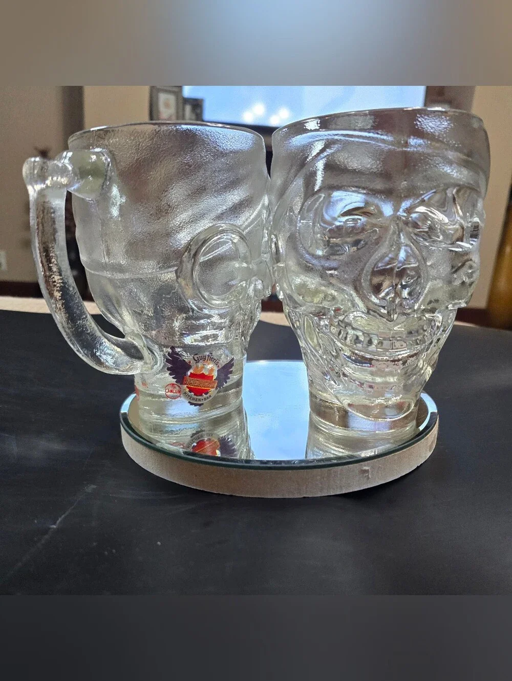 Guy Fieri American Kitchen Clear Glass Prirate Skull Beer Mugs Set Of 2